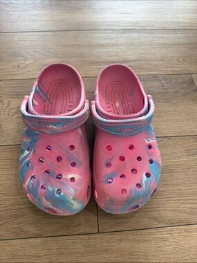 CROCS Pink and Blue Marble Clog
